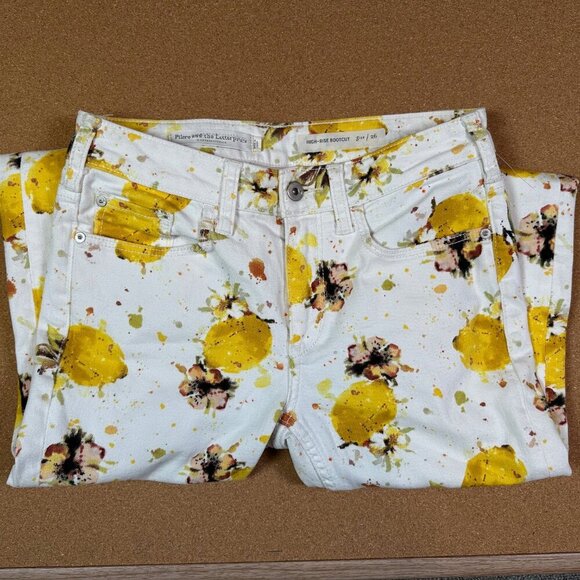 Pilcro Anthropologie Lemon Grove High-Rise Cropped Bootcut Jeans Yellow Size 26 - Picture 3 of 9